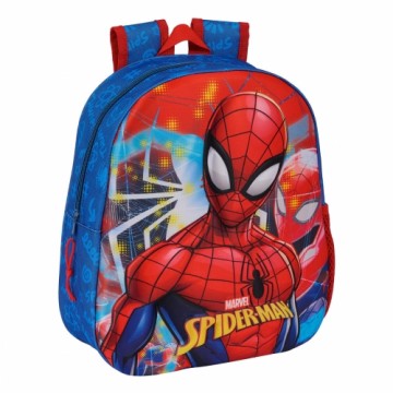 3D skolas soma Spider-Man Sarkans Tumši Zils 27 x 33 x 10 cm