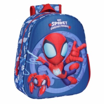 Школьный рюкзак 3D Spider-Man Красный Тёмно Синий 27 x 33 x 10 cm