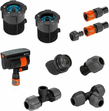 GARDENA Pipeline Starter Set with square sprinkler  water tap (with 2 water sockets)