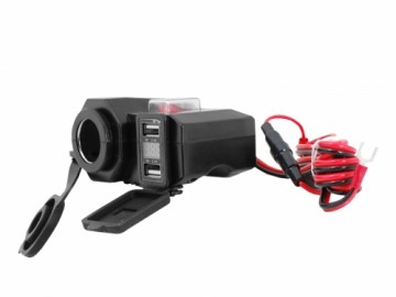 LTC Moto Waterproof Charger 2 x USB 4.2A + 12|24V гнездо прикуривателя 1.4m кабель.