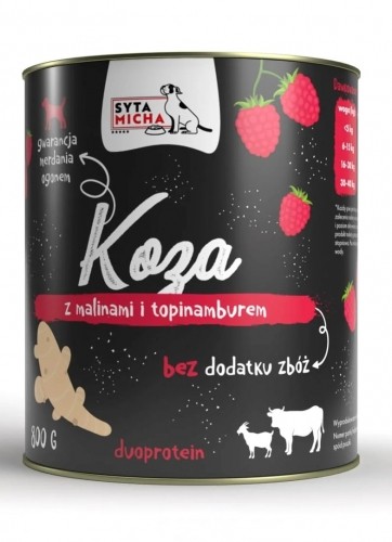 SYTA MICHA Goat with raspberries and Jerusalem artichoke - wet dog food - 800g image 1