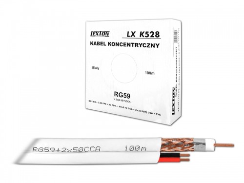 Lexton Koaksiālais kabelis RG59 + 2x0,5Cu 100m image 1