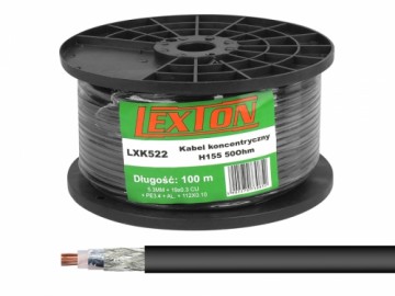 Lexton PS koaksiālais kabelis H155 100 m, melns, 50 Ohm.