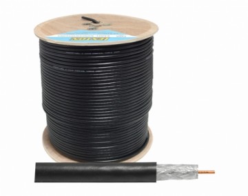 Lexton Koaksiālais kabelis F660 + želeja 1.1CCS+64x0.12ALU 300 m, melns.