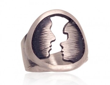 Серебряное кольцо #2101769(Matt+POx-MattBk), Серебро 925°, оксид (покрытие), Размер: 19, 7.6 гр.
