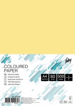 Krāsains papīrs College A4, 80g/m², 500 loksnes, CC56, Light yellow