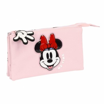 Тройной пенал Minnie Mouse Me time Розовый (22 x 12 x 3 cm)