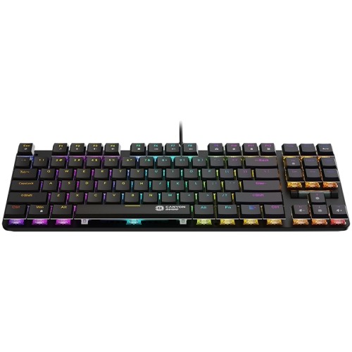 CANYON Cometstrike GK-50, 87keys Mechanical keyboard, 50million times life, GTMX red switch, RGB backlight, 20 modes, 1.8m PVC cable, metal material + ABS, US layout, size: 354*126*26.6mm, weight:624g, black image 3