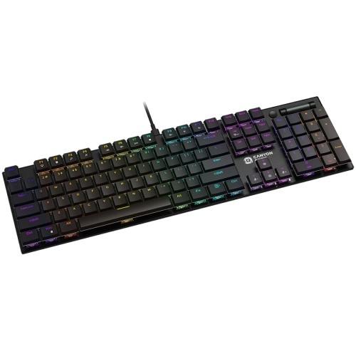 CANYON Cometstrike GK-55, 104keys Mechanical keyboard, 50million times life, GTMX red switch, RGB backlight, 18 modes, 1.8m PVC cable, metal material + ABS, RU layout, size: 436*126*26.6mm, weight:820g, black image 3