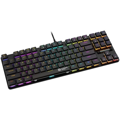 CANYON Cometstrike GK-50, 87keys Mechanical keyboard, 50million times life, GTMX red switch, RGB backlight, 20 modes, 1.8m PVC cable, metal material + ABS, RU layout, size: 354*126*26.6mm, weight:624g, black image 2