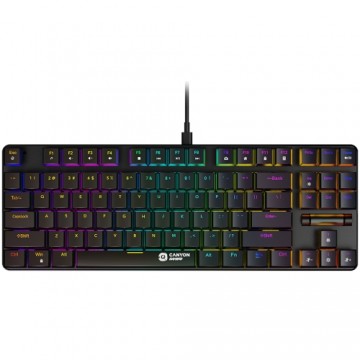 CANYON Cometstrike GK-50, 87keys Mechanical keyboard, 50million times life, GTMX red switch, RGB backlight, 20 modes, 1.8m PVC cable, metal material + ABS, RU layout, size: 354*126*26.6mm, weight:624g, black