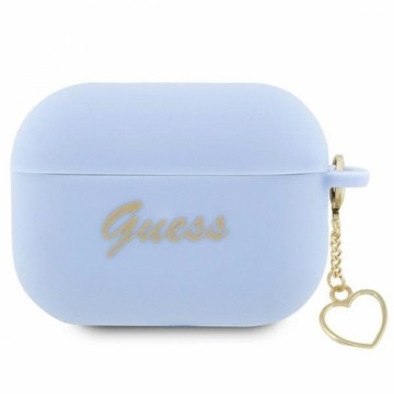 Guess GUAP2LSCHSB AirPods Pro 2 cover blue|blue Silicone Charm Heart Collection