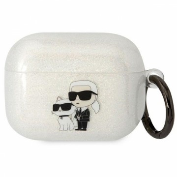 OEM Karl Lagerfeld 3D Logo NFT Karl and Choupette TPU Glitter Case for Airpods Pro White