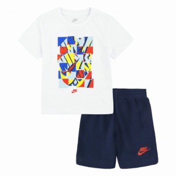 Спортивный костюм для девочек Nike Nsw Add Ft Short  Синий Белый Разноцветный 2 Предметы