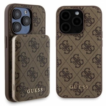 Zestaw Guess GUBPM5P15X4GEMGW iPhone 15 Pro Max 6.7" hardcase + Powerbank 5000mAh MagSafe brązowy|brown 4G Metal Logo