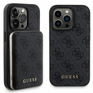 Zestaw Guess GUBPM5P15L4GEMGK iPhone 15 Pro 6.1" hardcase + Powerbank 5000mAh MagSafe czarny|black 4G Metal Logo