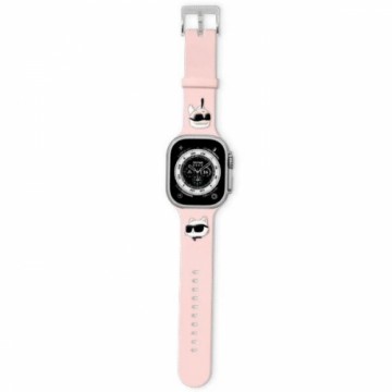 Karl Lagerfeld Pasek KLAWMSLKCNP Apple Watch 38|40|41mm różowy|pink strap 3D Rubber Karl&Choupette Heads