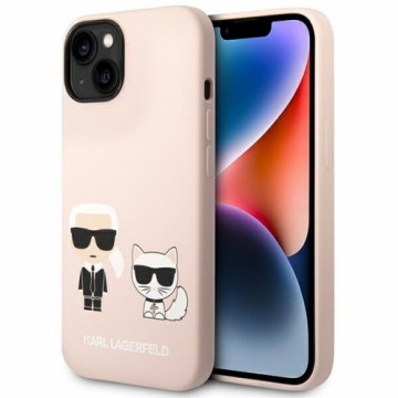 Karl Lagerfeld MagSafe Compatible Case Liquid Silicone Karl and Choupette for iPhone 14 Plus Pink