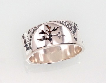 Серебряное кольцо #2101395(POx-Bk), Серебро 925°, оксид (покрытие), Размер: 17.5, 5.4 гр.