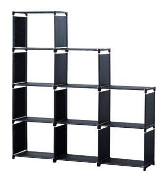 Herzberg Home & Living Herzberg 9-Layer Staircase Shelf Book Cabinet Storage Rack - 125x125cm Black