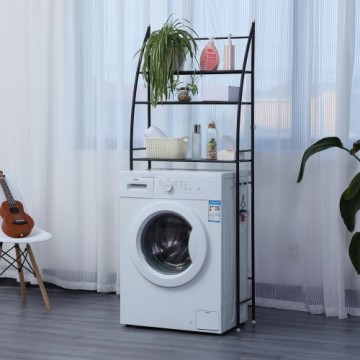 Herzberg Home & Living Herzberg HG-03305: 3-Tier Washing Machine and Bathroom Storage Shelf Organizer Black