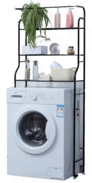 Herzberg Home & Living Herzberg HG-03299: 3-Tier Washing Machine and Bathroom Storage Shelf with Towel Hanger Black