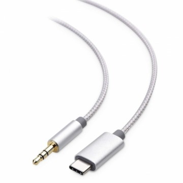 iLike AX2 Прочный плетеный USB-C (Type-C) к 3.5 мм стерео аудио AUX кабель 1м серебряный (OEM)