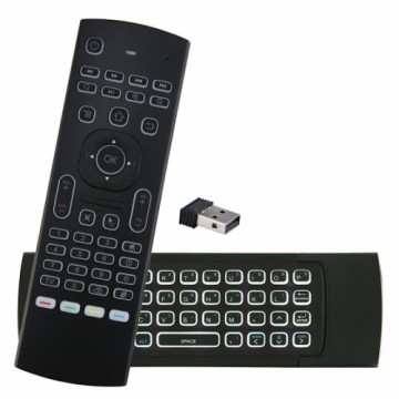 CP MX3-ML Универсальный смарт-пульт для телевизора / ПК с беспроводной клавиатурой / ИК-пультом / светодиодным подсветкой / USB черного цвета