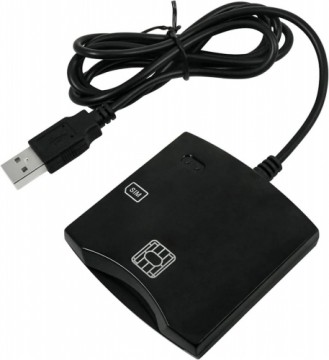 CP ID1 2in1 USB 2.0 ID karšu lasītājs ar SIM karšu slotu 80cm vadu (6.5x6cm) melns