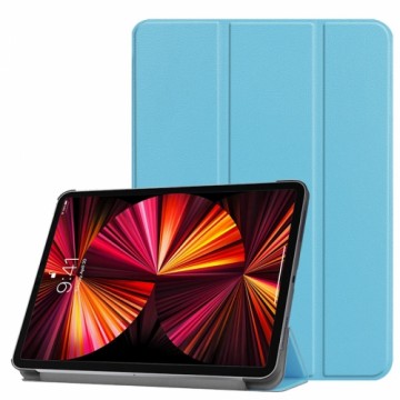 iLike Tri-Fold Тонкий Эко-кожанный Чехол Книжка Samsung Galaxy Tab S9 FE+ X610 Wi-Fi / X616B 5G Небесно Голубой