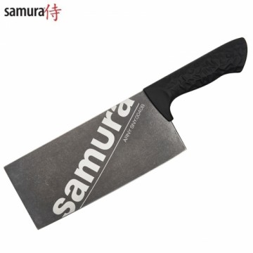 Samura Arny Stonewash Кухонный топорик 209мм AUS-8 Черная комфортная ручка из TPE HRC 59