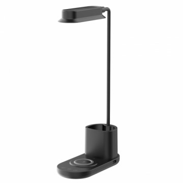 Elight T9 5W Galda fleksibla Lampa ar 15W Bezvadu lādētāju + Pildspalvu glāze USB pieslēgums Melna