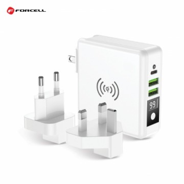 Forcell 4in1 15W Travel Set Беспроводная & Сетевая Зарядка USB C с Power Bank 8000maah