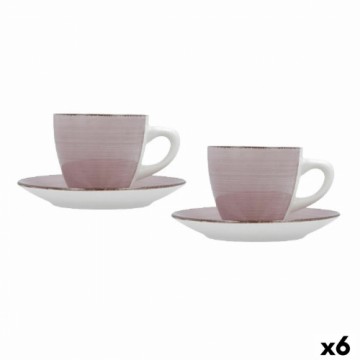 Набор чашек с блюдцами Quid Vita Morning Розовый Керамика (4 Предметы) (6 штук)