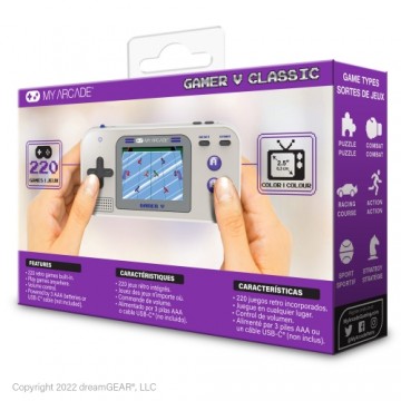 Dreamgear MY ARCADE GAMER V CLASSIC nešiojama žaidimų konsolė 220 žaidimų viename, pilkas, violetinis
