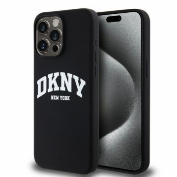 DKNY DKHMP15XSNYACH iPhone 15 Pro Max 6.7" czarny|black hardcase Liquid Silicone White Printed Logo MagSafe