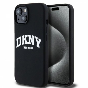 DKNY DKHMP15SSNYACH iPhone 15 | 14 | 13 6.1" czarny|black hardcase Liquid Silicone White Printed Logo MagSafe