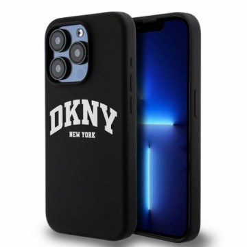 DKNY DKHMP15LSNYACH iPhone 15 Pro 6.1" czarny|black hardcase Liquid Silicone White Printed Logo MagSafe