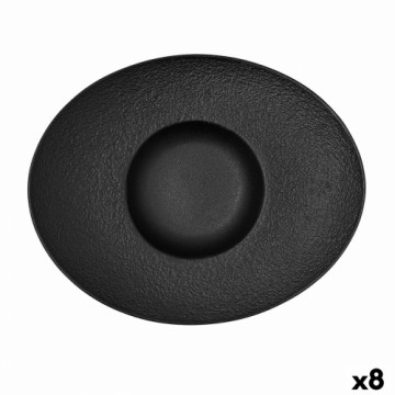 Dziļais šķīvis Bidasoa Fosil Melns Keramika Ovāls 27,3 x 22,2 x 5,7 cm (8 gb.)