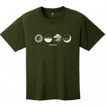 Mont-bell Krekls WICKRON T-Shirt MOUNTAIN SCENES XL Dark Green
