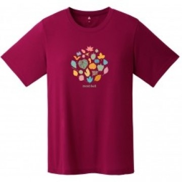 Mont-bell Krekls WICKRON T-Shirt MOUNTAIN Leaves W L Wine Red