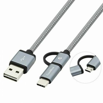 Универсальный кабель USB-MicroUSB/USB C CoolBox COO-CAB-U2MC-GR