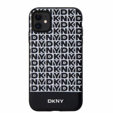 DKNY PU Leather Repeat Pattern Bottom Stripe MagSafe Case for iPhone 11 Black