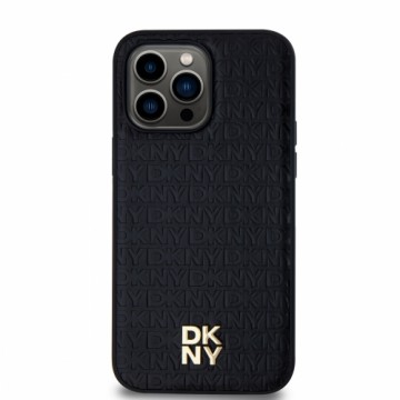 DKNY PU Leather Repeat Pattern Stack Logo MagSafe Case for iPhone 13 Pro Max Black