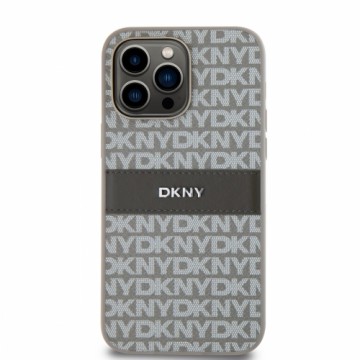 DKNY PU Leather Repeat Pattern Tonal Stripe Case for iPhone 15 Pro Max Beige