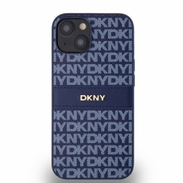 DKNY PU Leather Repeat Pattern Tonal Stripe Case for iPhone 14 Blue