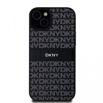 DKNY PU Leather Repeat Pattern Tonal Stripe Case for iPhone 15 Plus Black