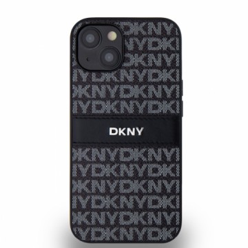 DKNY PU Leather Repeat Pattern Tonal Stripe Case for iPhone 14 Black