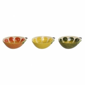 Uzkodu Bļoda Home ESPRIT Dzeltens Zaļš Keramika Citrona 23,5 x 17 x 7,5 cm (3 gb.)