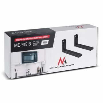 Maclean MC-915 B Universal Microwave Bracket Holder Wall Mount Adjustable Solid Metal Kitchen 30kg Black